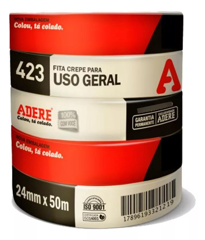 Fita Crepe Adesiva 423 24x50 Média Uso Em Pinturas