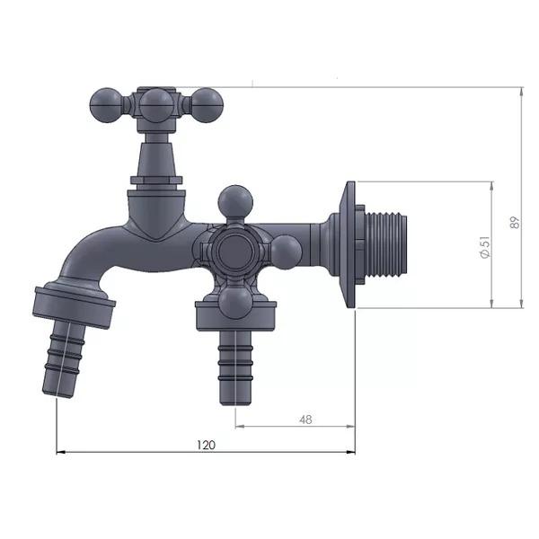 Torneira para Máquina de Lavar Linha Ravena DN15/DN20 1428 C33
